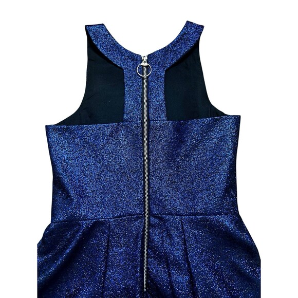 Zoe Ltd Girls Metallic Royal Blue Sleeveless Back O Ring Zip Party Dress  14 - Picture 4 of 7